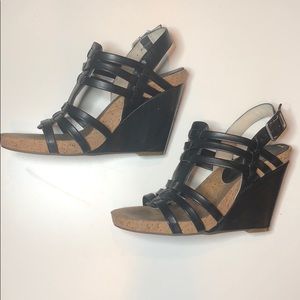BCBG Black Wedges